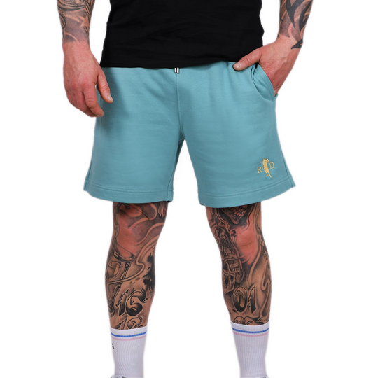 Turnhose Kurz mit Arschtasche Türkis R&D Logo