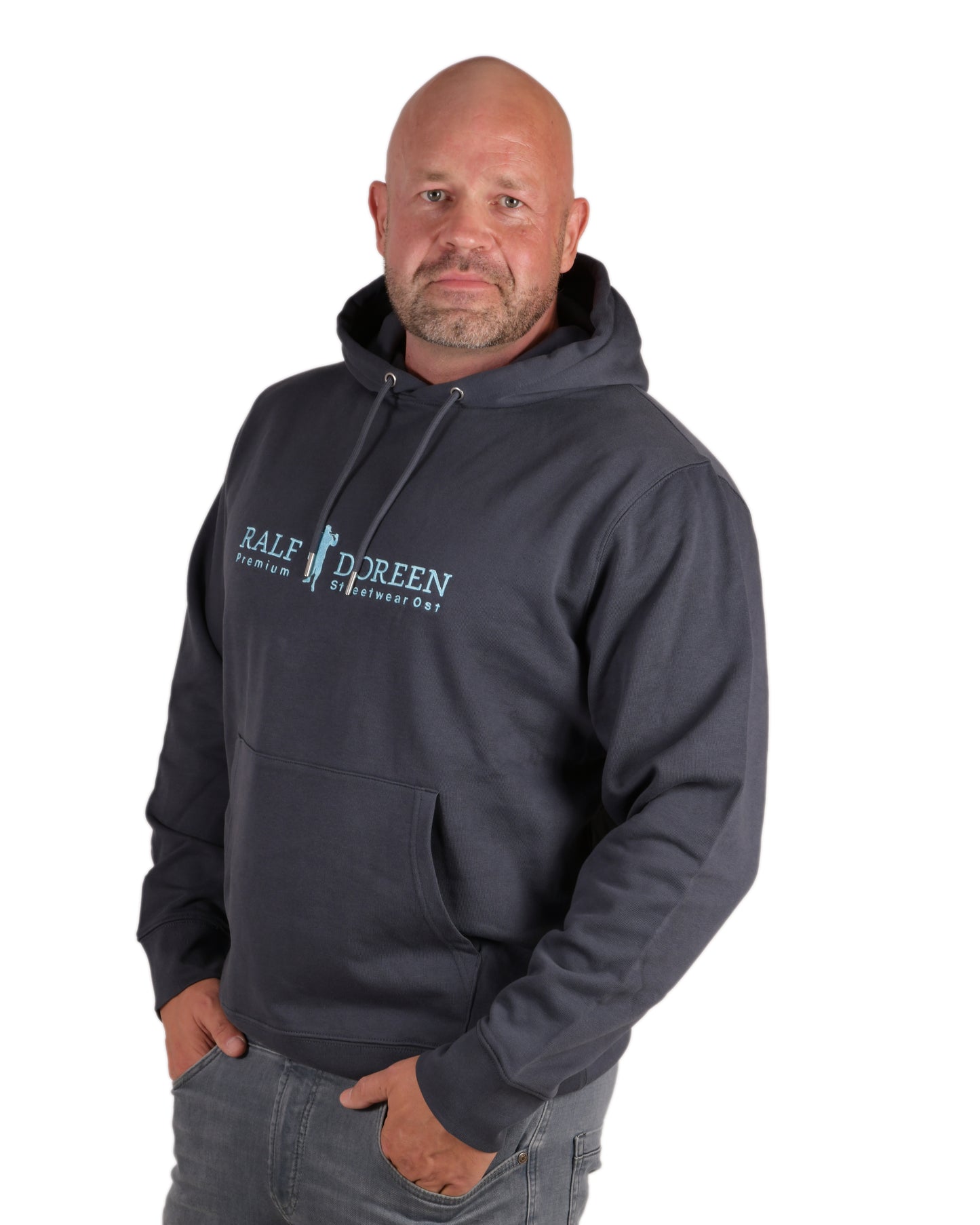 Kapuzenpullover Dunkelgrau Schriftzug Herren