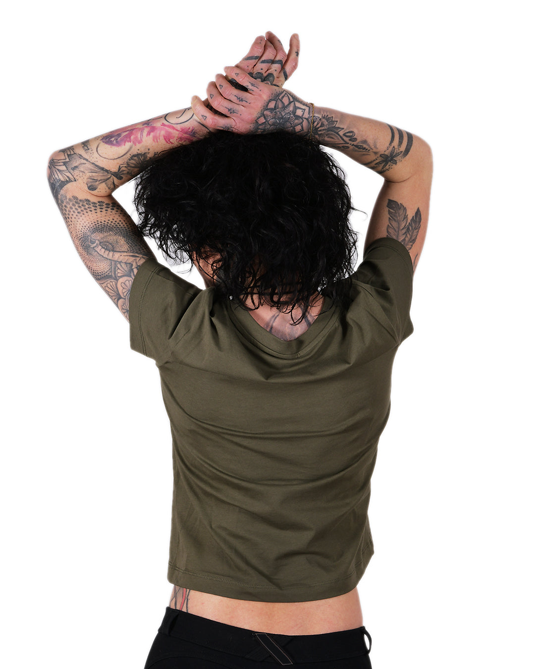 Nicki V-Ausschnitt Khaki R&D Logo Damen