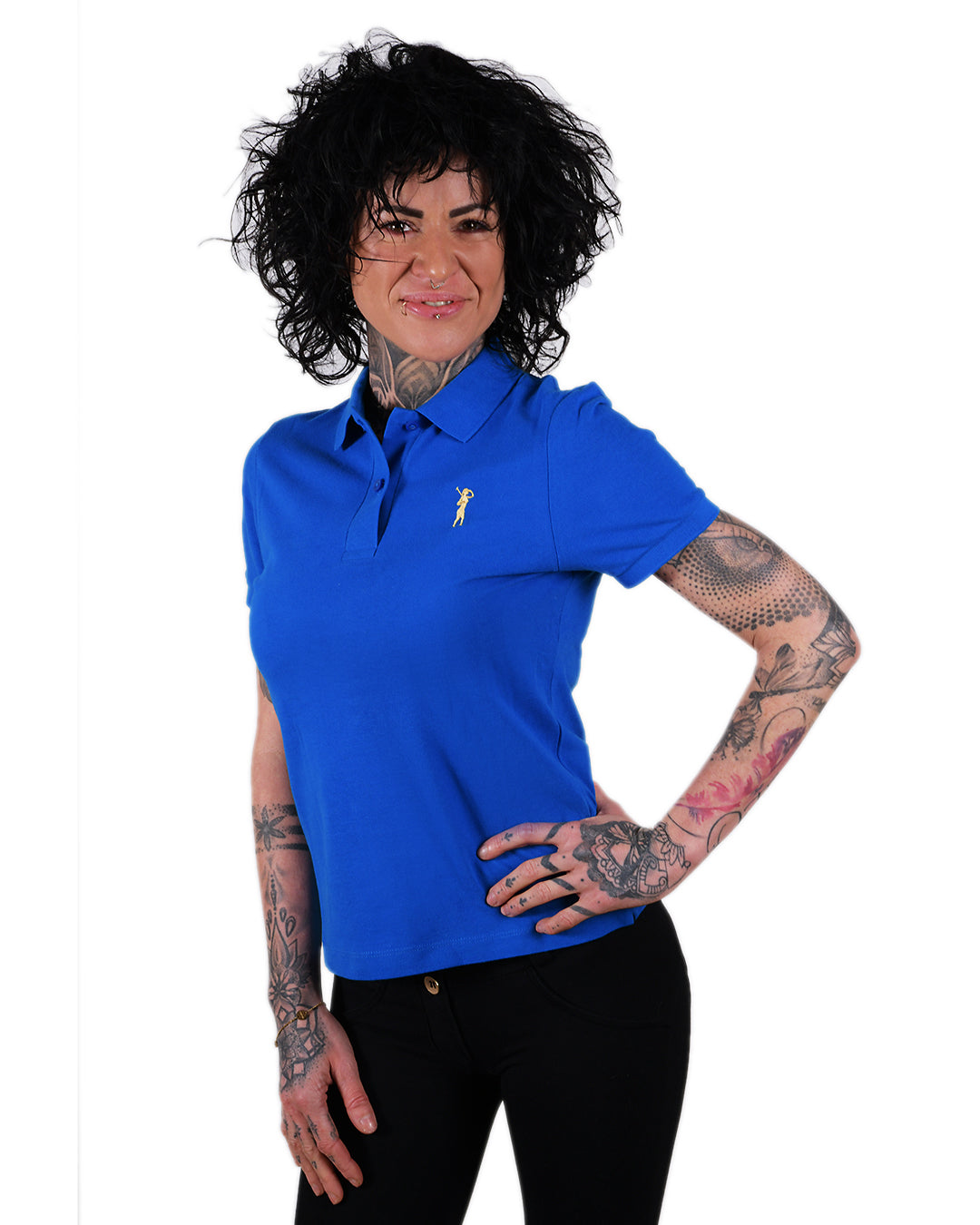 Poloshirt Königsblau Logo Damen