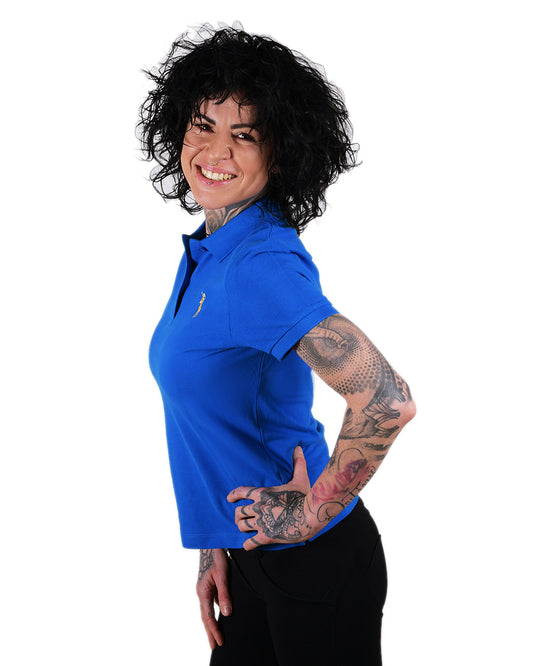 Poloshirt Königsblau Logo Damen