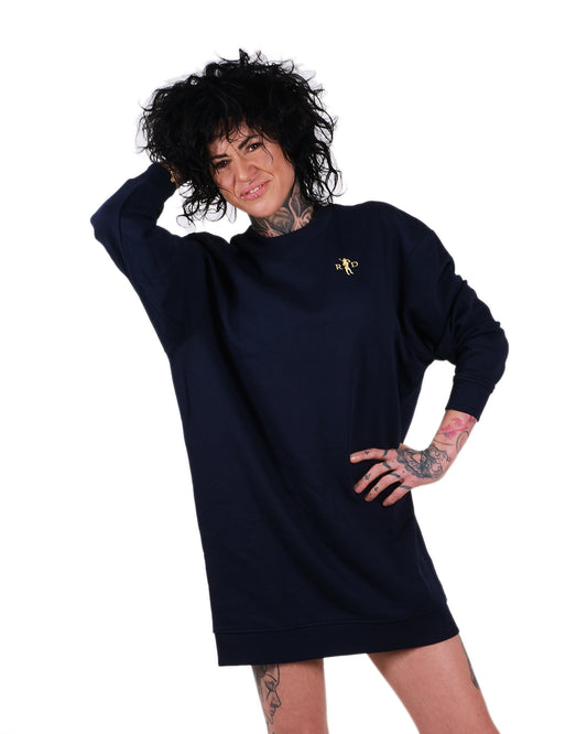 Pulloverkleid Dunkelblau R&D Logo Damen