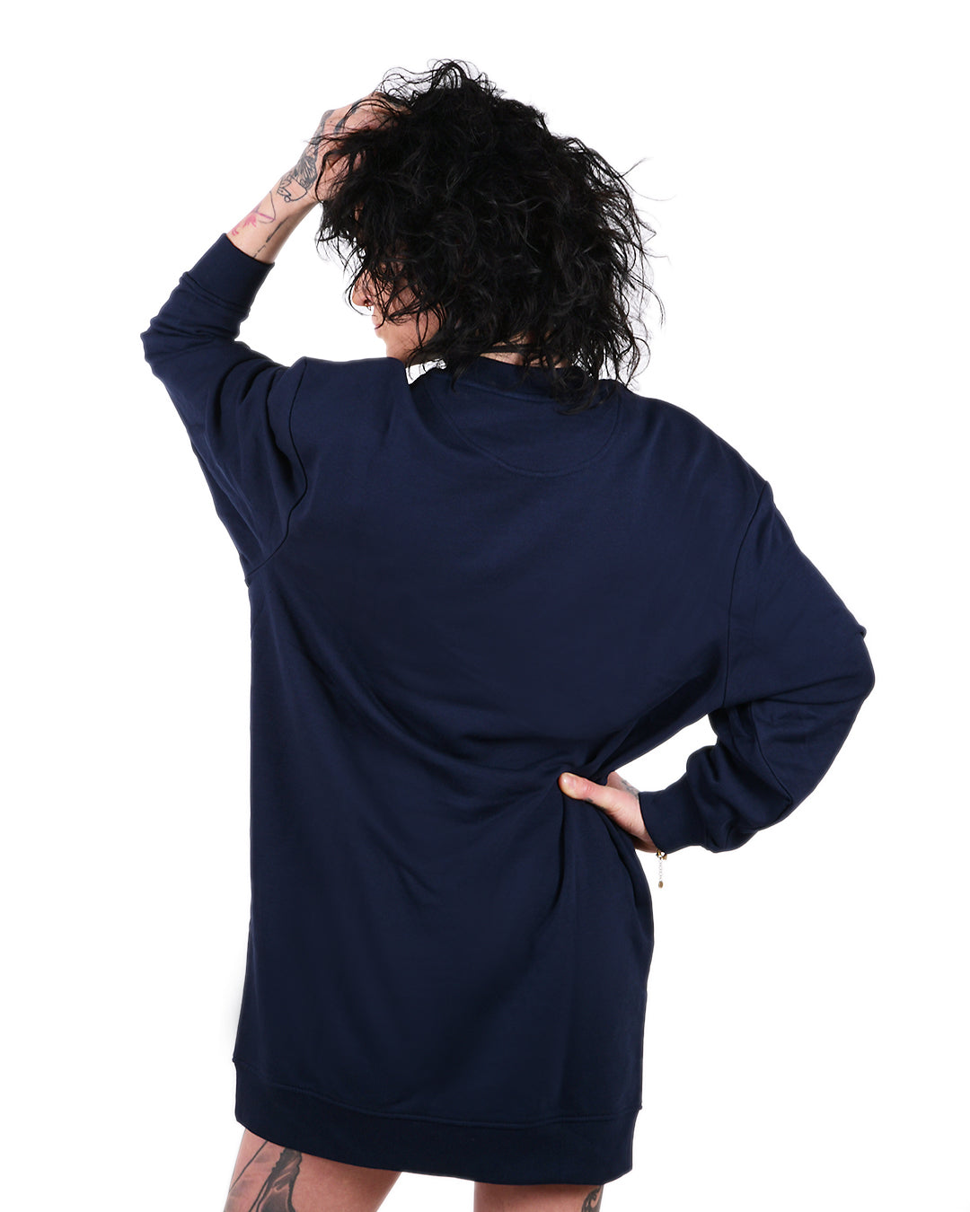 Pulloverkleid Dunkelblau R&D Logo Damen