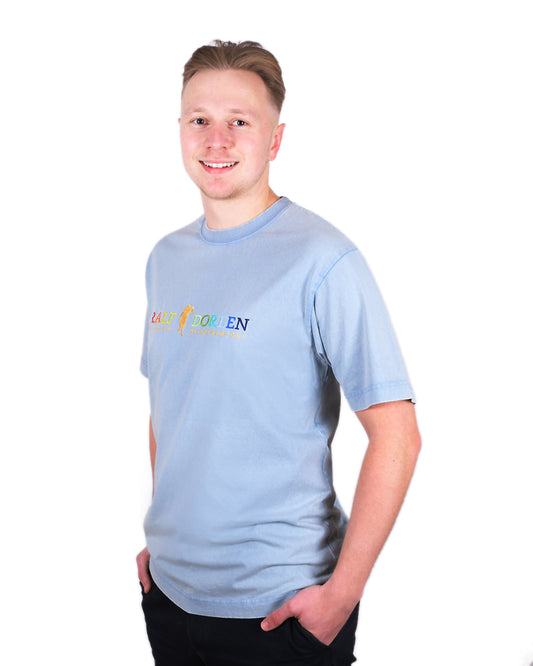 Nicki Robust Blauer Stein bunter Schriftzug Herren