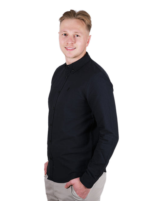 Feinstes Herrenhemd Schwarz Logo