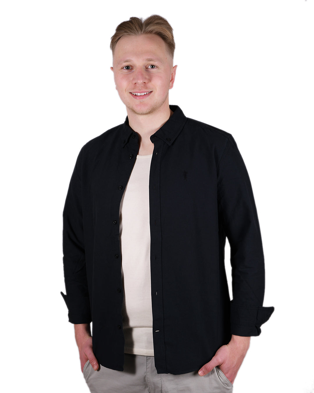 Feinstes Herrenhemd Schwarz Logo