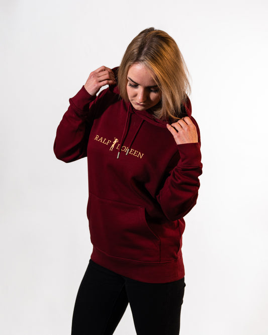 Kapuzenpullover Weinrot Schriftzug Damen
