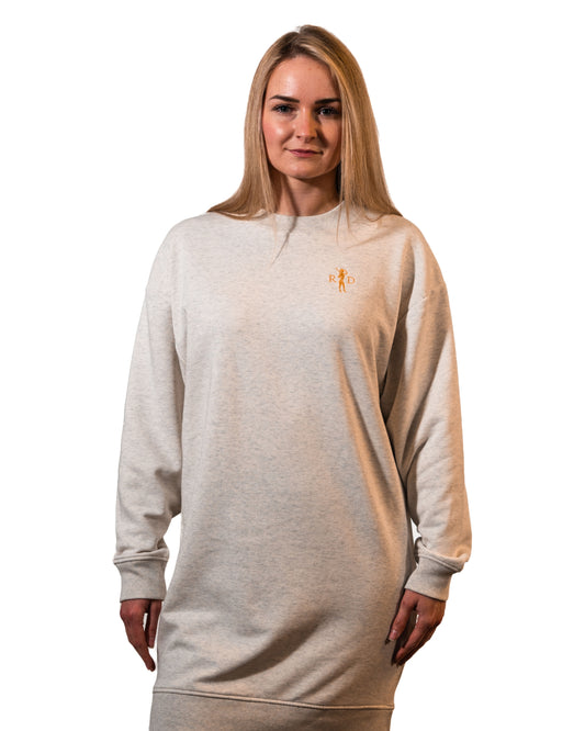 Pulloverkleid Weiß Meliert R&D Logo Damen