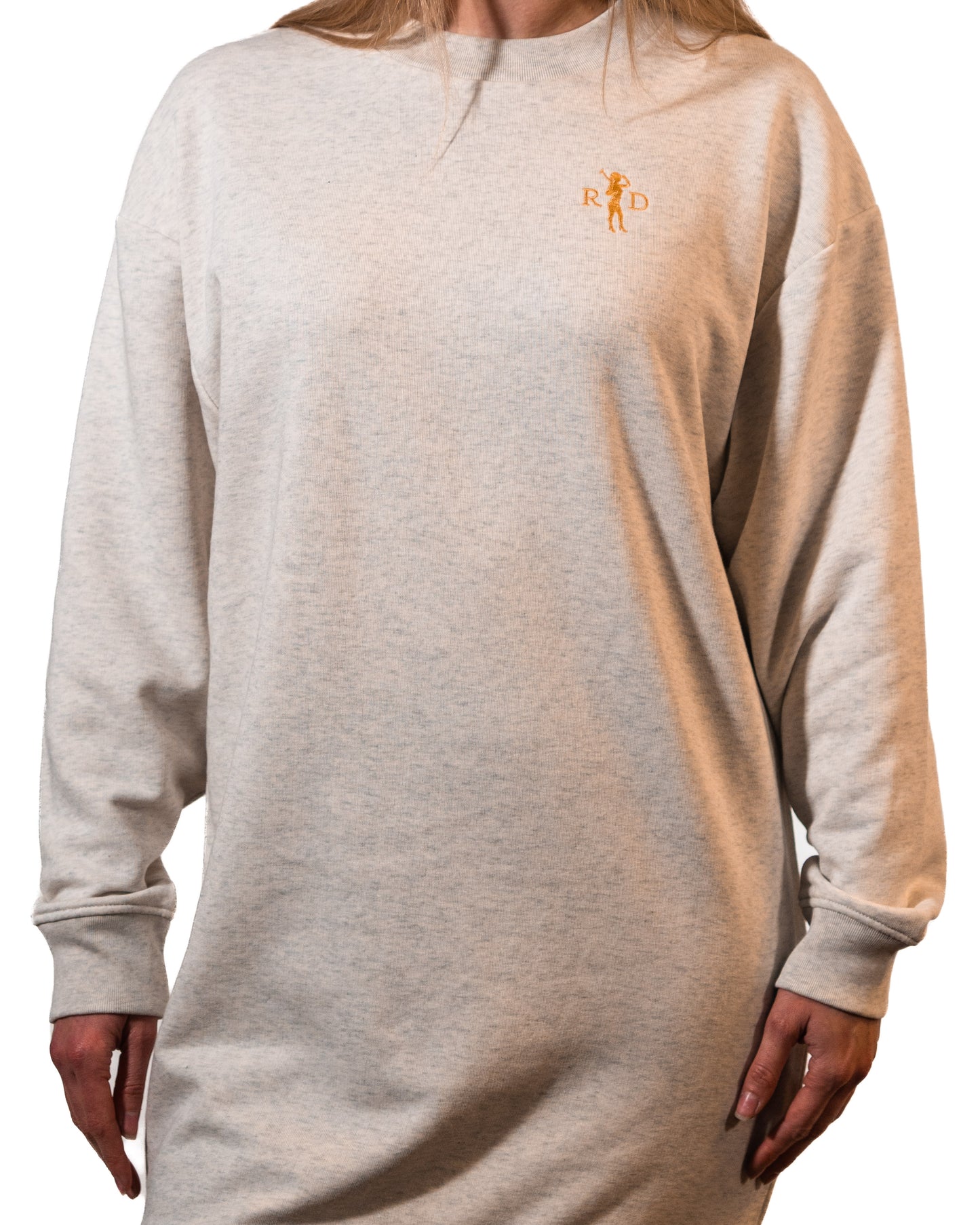 Pulloverkleid Weiß Meliert R&D Logo Damen