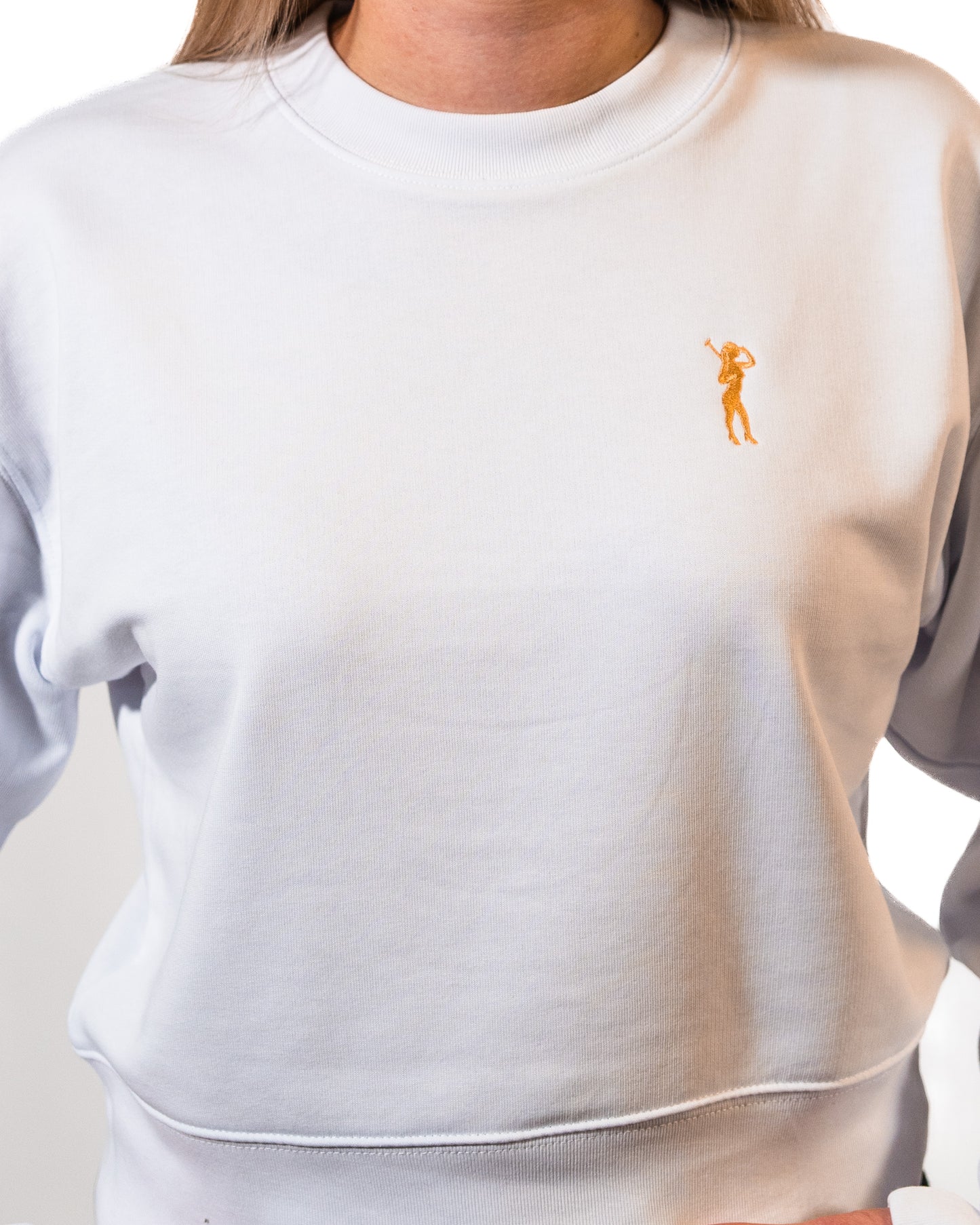 Pullover Halblang Weiß Logo Damen