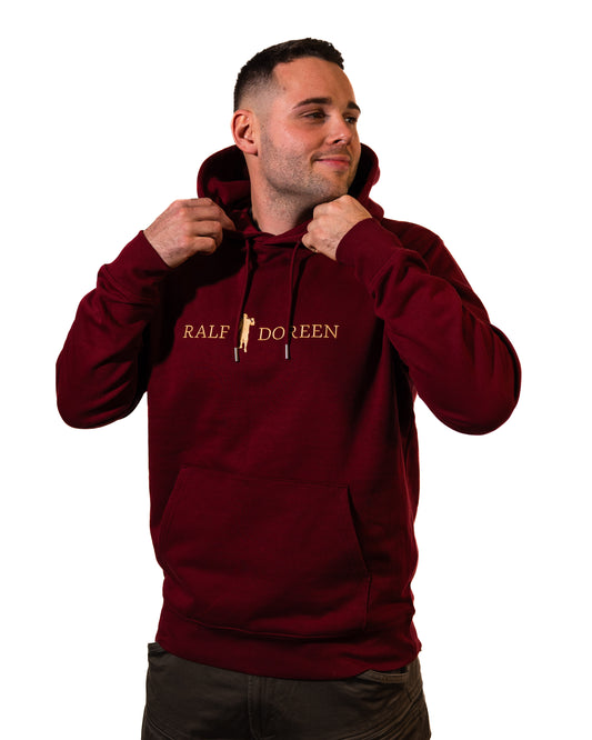 Kapuzenpullover Weinrot Schriftzug Herren