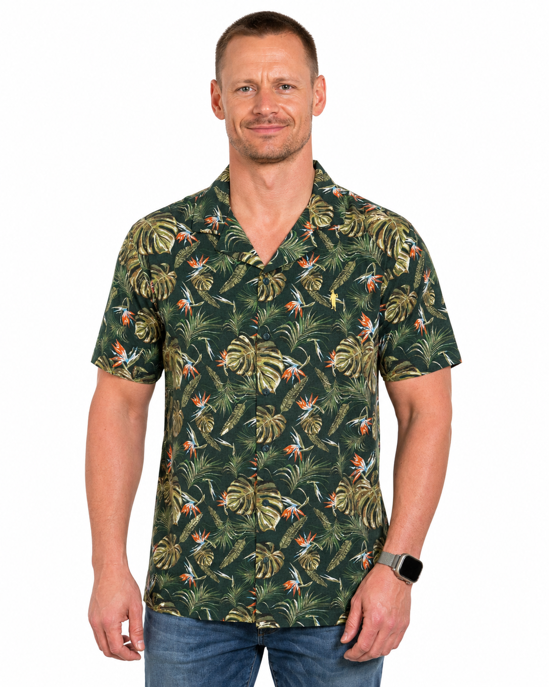 Hawaii Hemd Grün Logo Herren