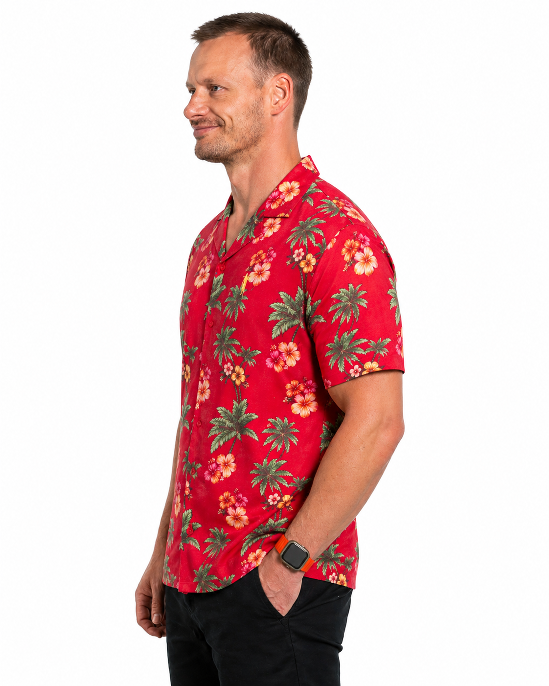 Hawaii Hemd Rot Logo Herren