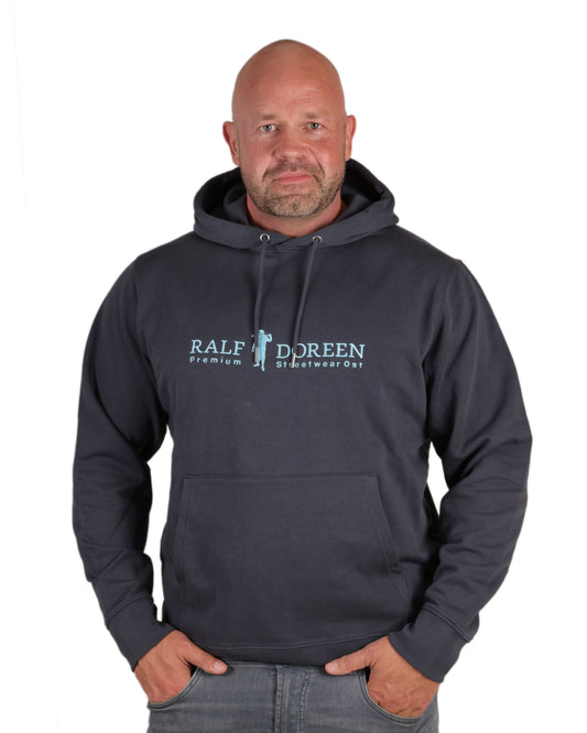 Kapuzenpullover Dunkelgrau Schriftzug Herren