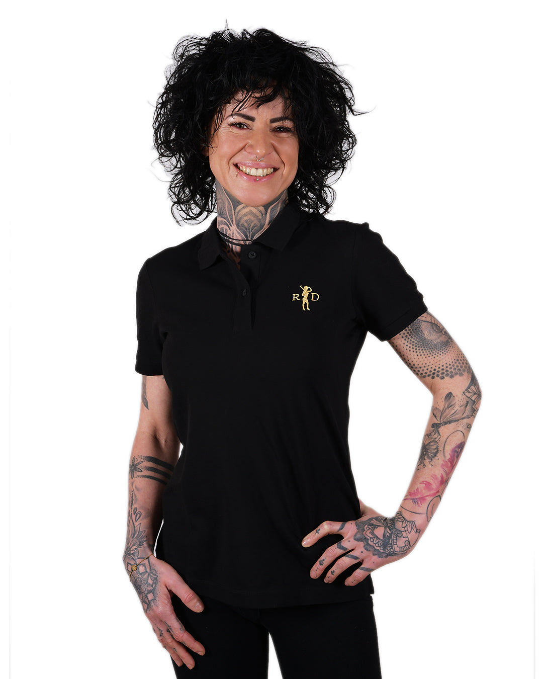 Poloshirt Schwarz R&D Logo Damen