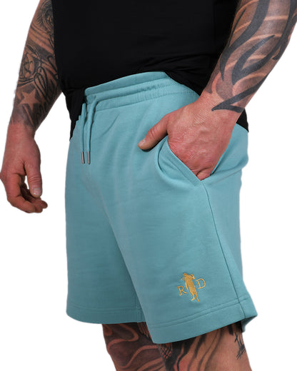 Turnhose Kurz mit Arschtasche Türkis R&D Logo