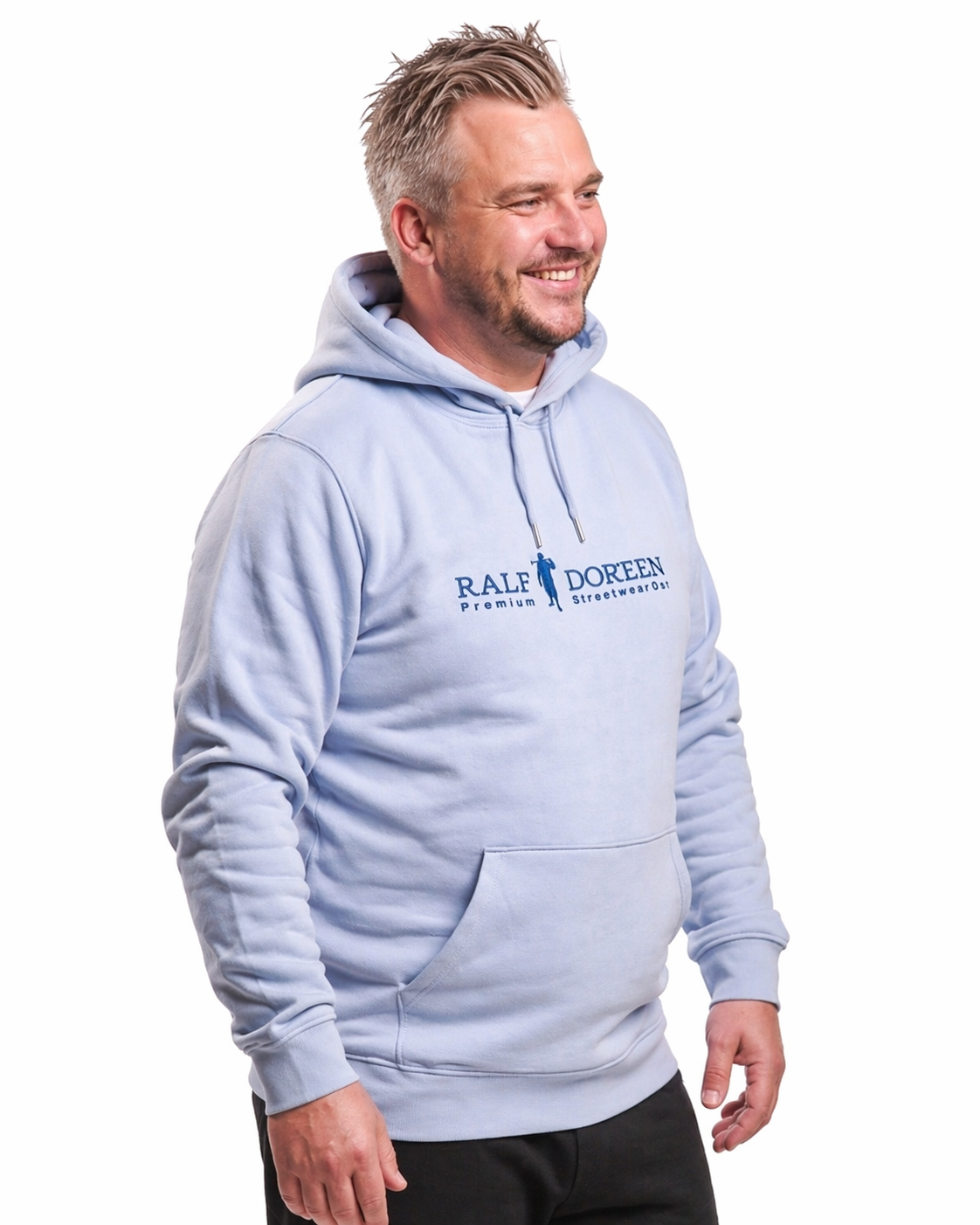 Kapuzenpullover Eisblau Schriftzug