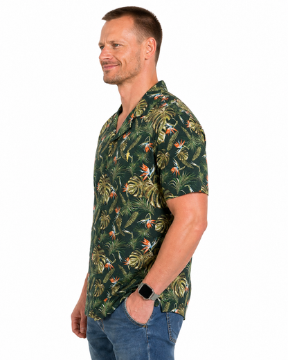 Hawaii Hemd Grün Logo Herren