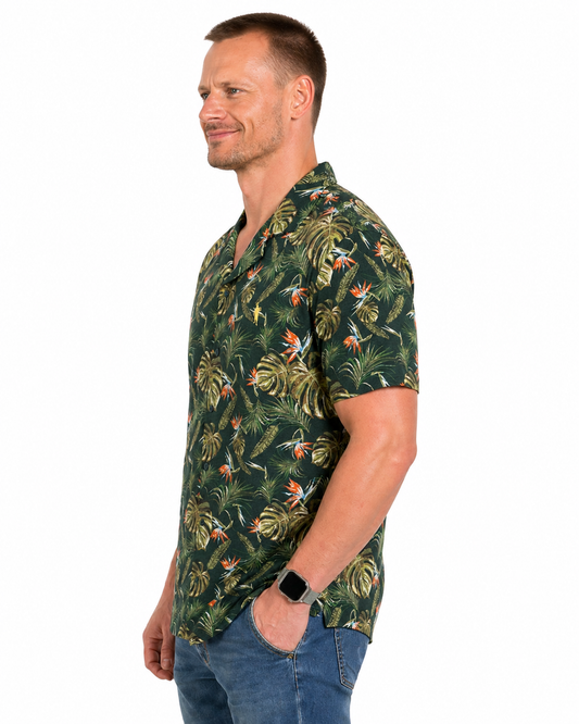 Hawaii Hemd Grün Logo Herren