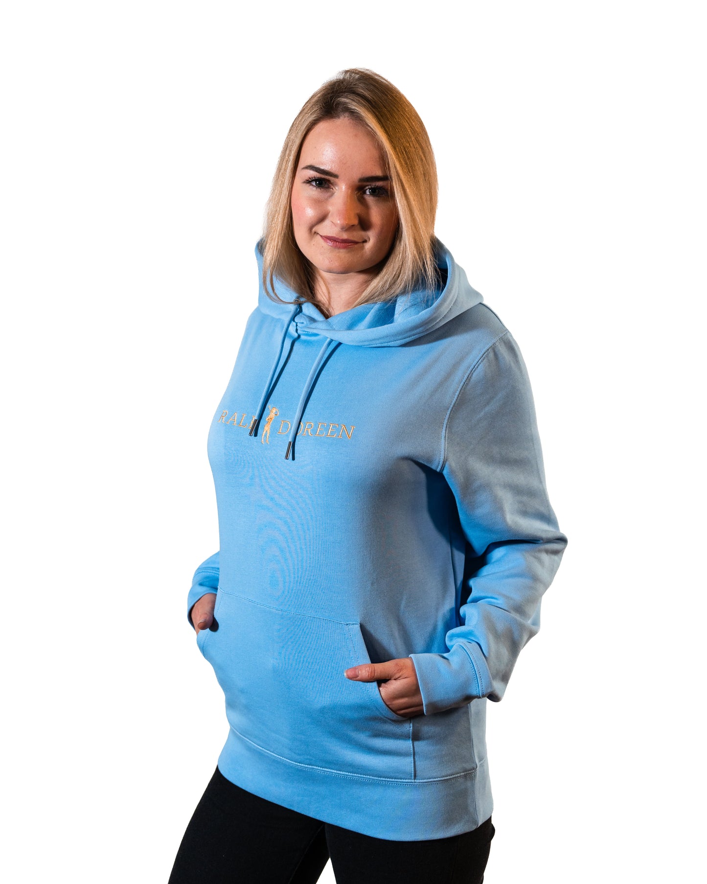 Kapuzenpullover Hellblau Schriftzug Damen