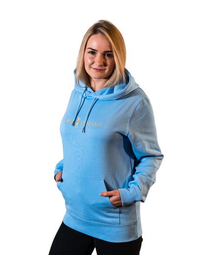 Kapuzenpullover Hellblau Schriftzug Damen