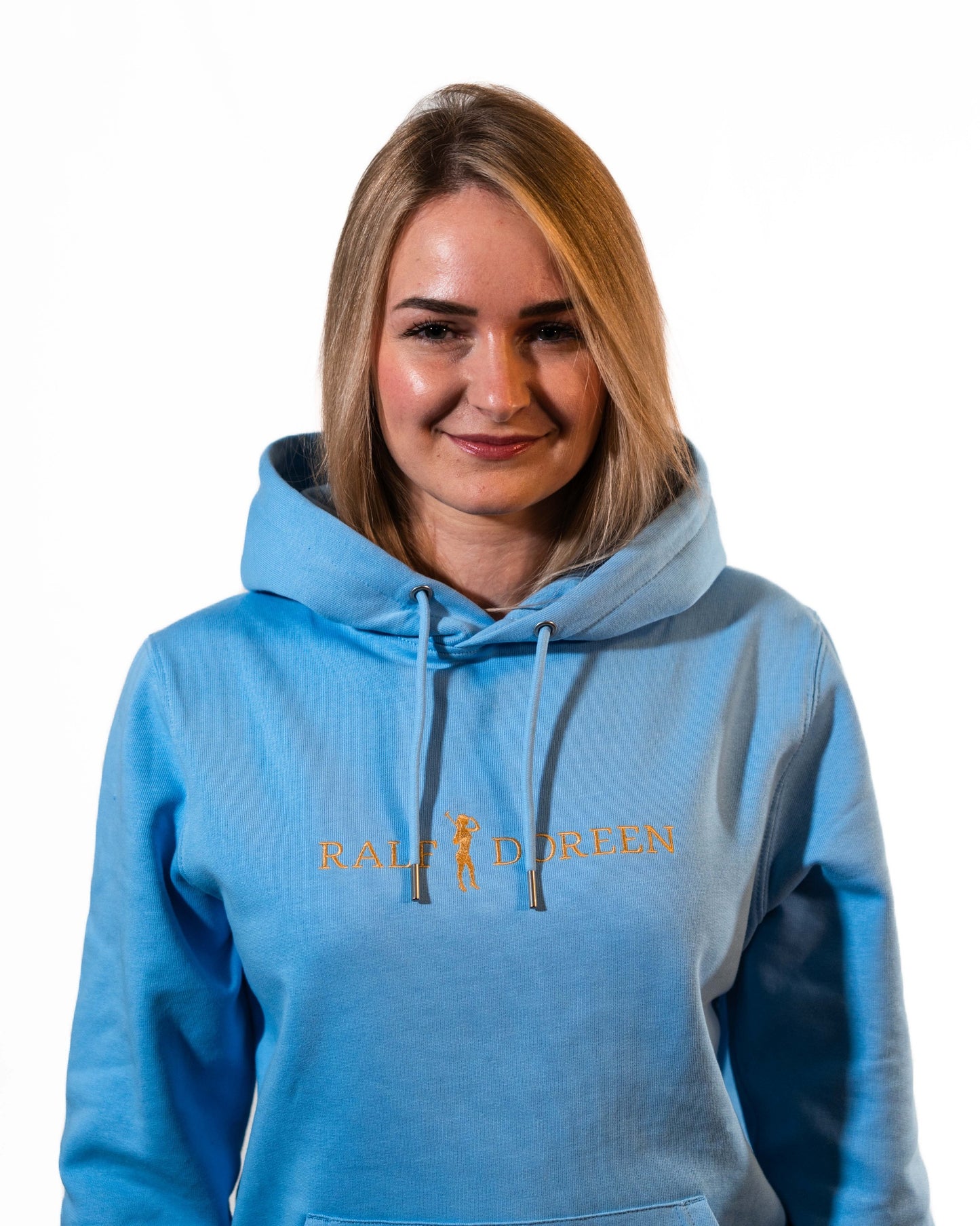 Kapuzenpullover Hellblau Schriftzug Damen