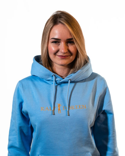 Kapuzenpullover Hellblau Schriftzug Damen