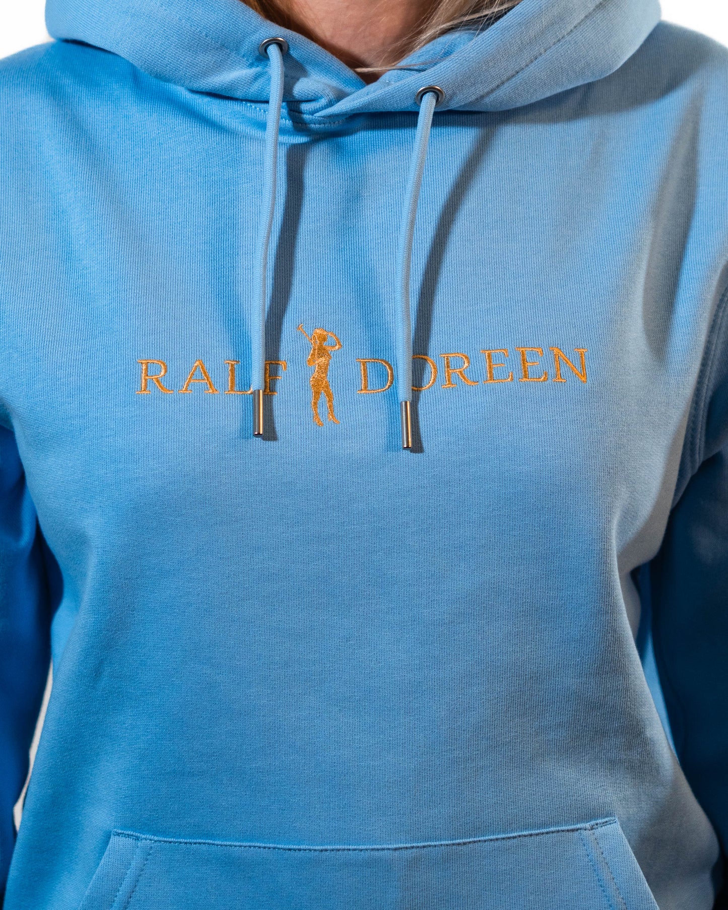 Kapuzenpullover Hellblau Schriftzug Damen