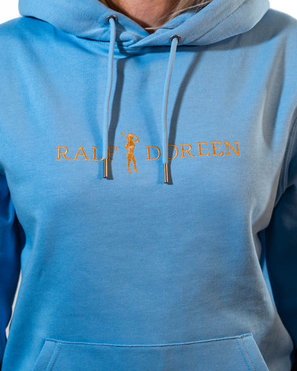 Kapuzenpullover Hellblau Schriftzug Damen