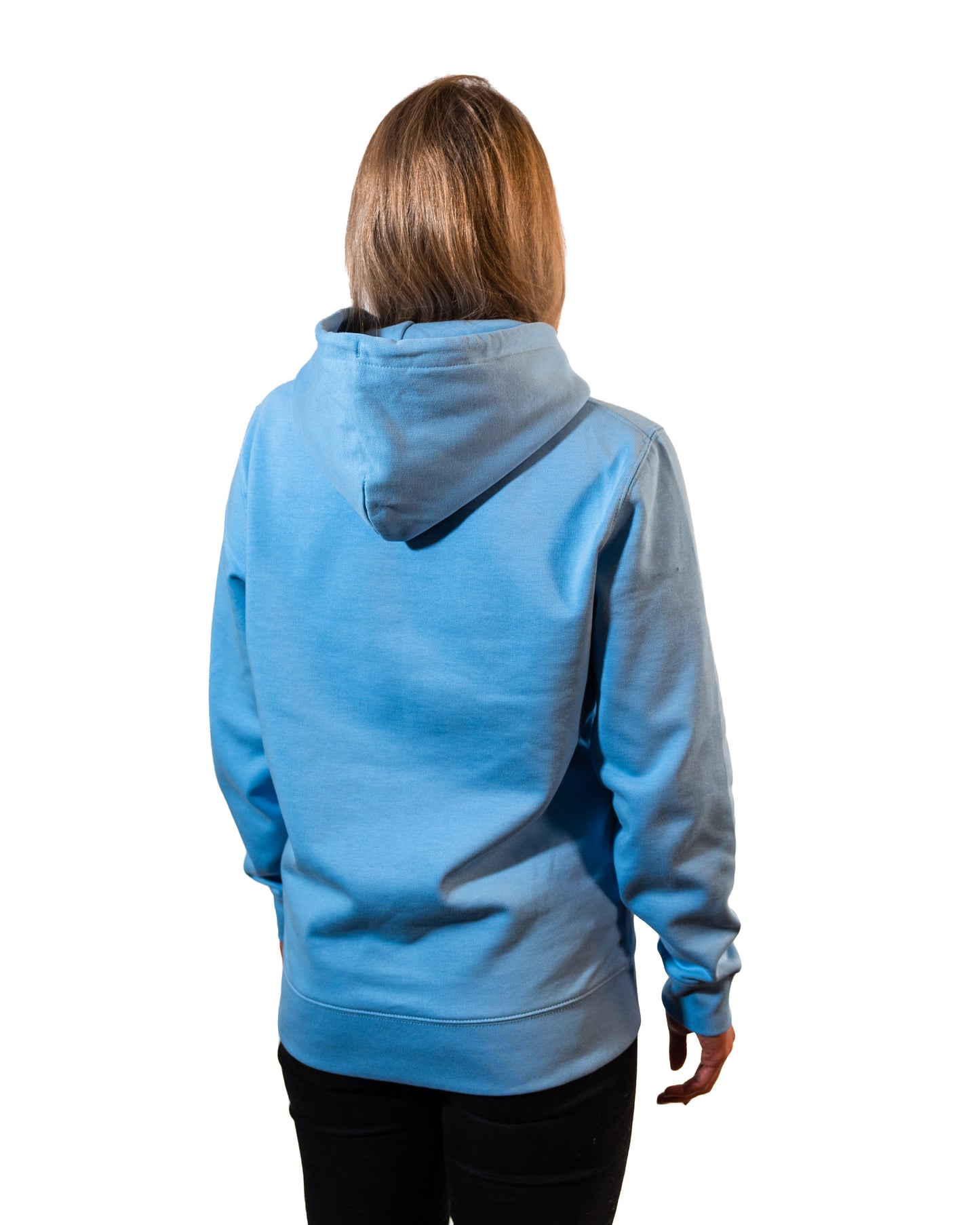 Kapuzenpullover Hellblau Schriftzug Damen