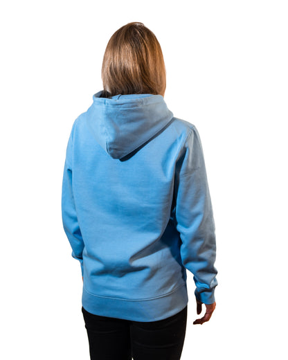 Kapuzenpullover Hellblau Schriftzug Damen