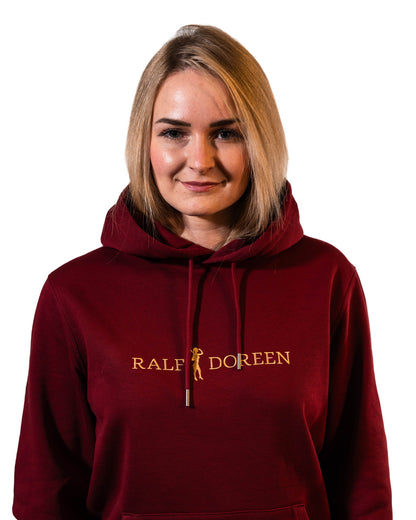 Kapuzenpullover Weinrot Schriftzug Damen