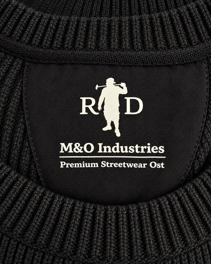 Pullover Grober Strick Schwarz Logo