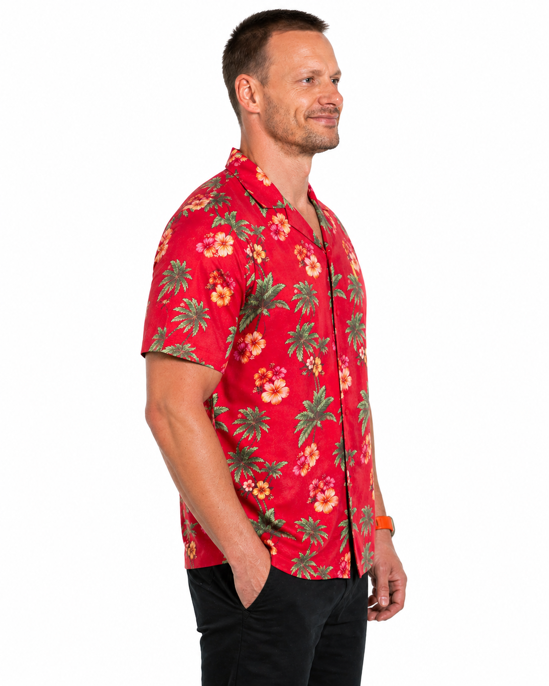 Hawaii Hemd Rot Logo Herren