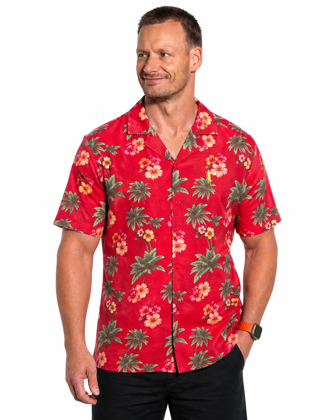 Hawaii Hemd Rot Logo Herren