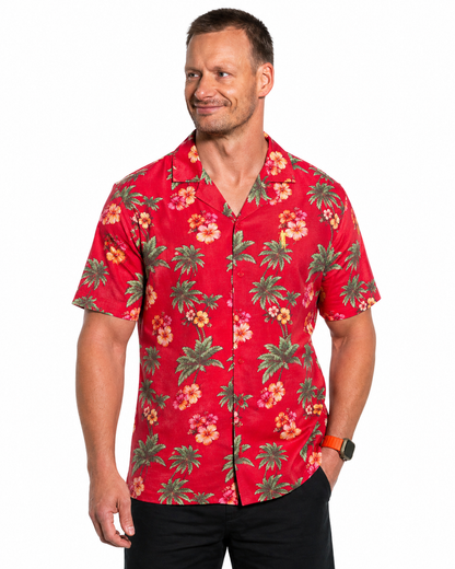 Hawaii Hemd Rot Logo Herren