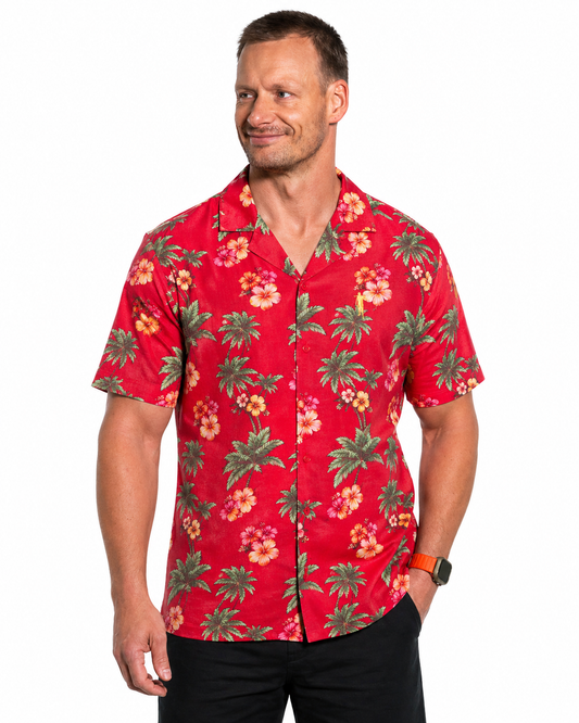 Hawaii Hemd Rot Logo Herren