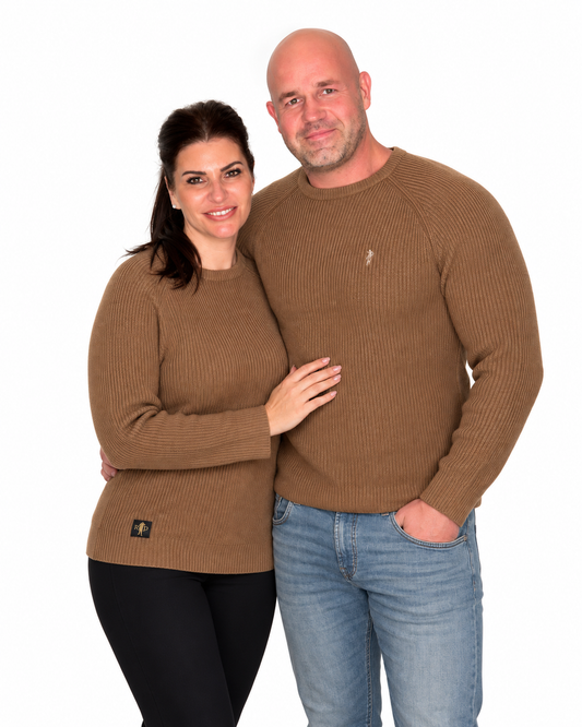 Pullover Grober Strick Toffee Logo