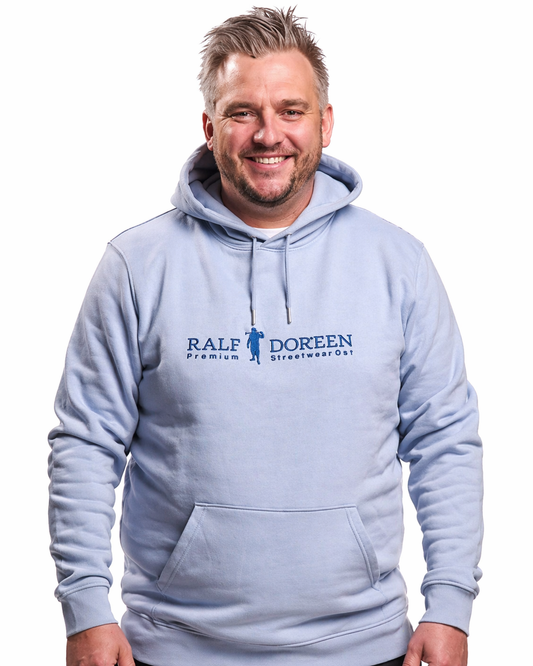 Kapuzenpullover Eisblau Schriftzug