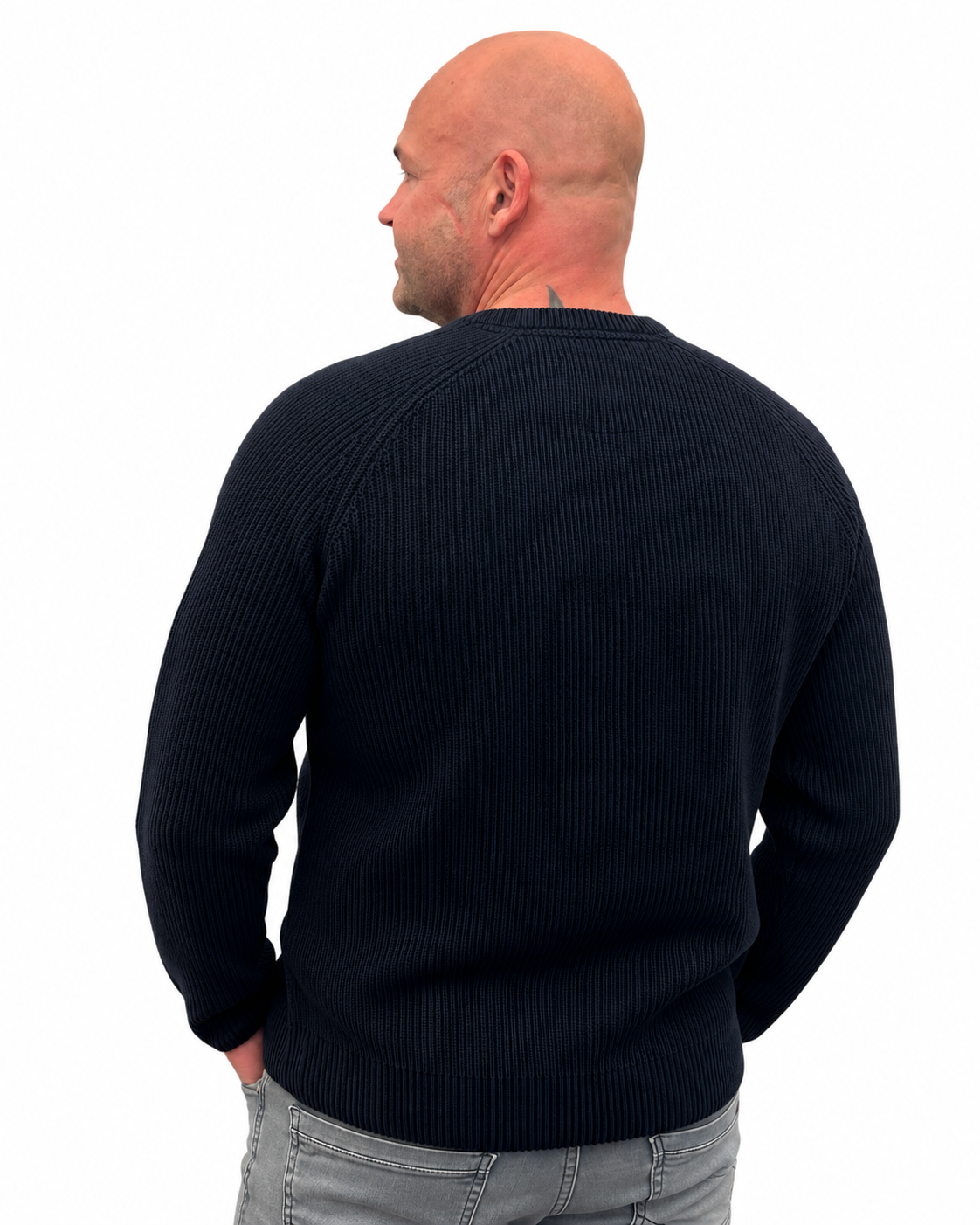Pullover Grober Strick Schwarz Logo
