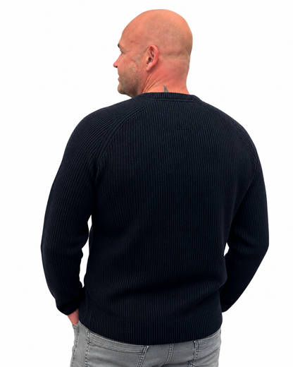 Pullover Grober Strick Schwarz Logo